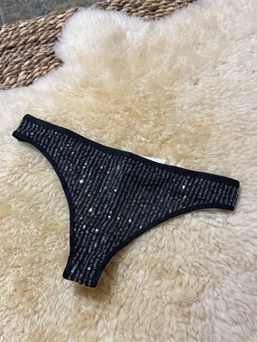 wild fable Black Lace Sequin Thong